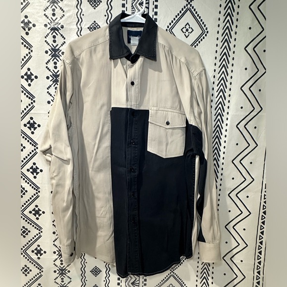 Vintage Black‎ and Khaki Button Down Wrangler long sleeve shirt size Xl - Picture 1 of 5